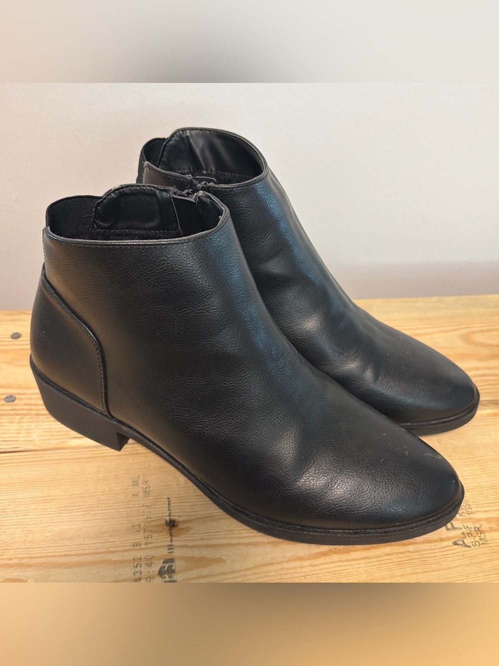 Call It Spring Black Leather-Look Ankle Booties